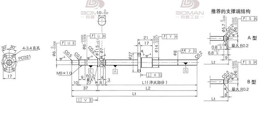 KURODA DP0802JS-HDNR-0180B-C3S 黑田精工滚珠丝杠检测